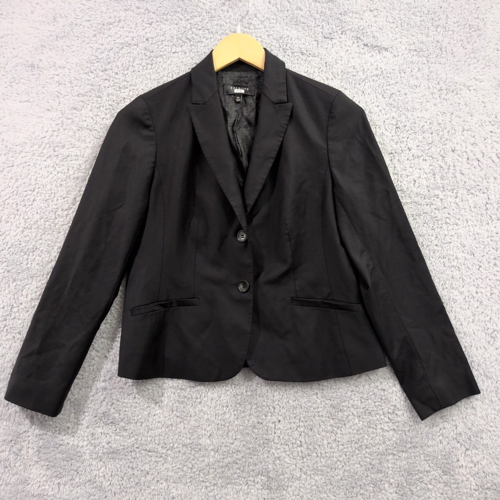 Talbots Blazer Jacket‎ Women's 4P Black 2 Button Lightweight Career Office